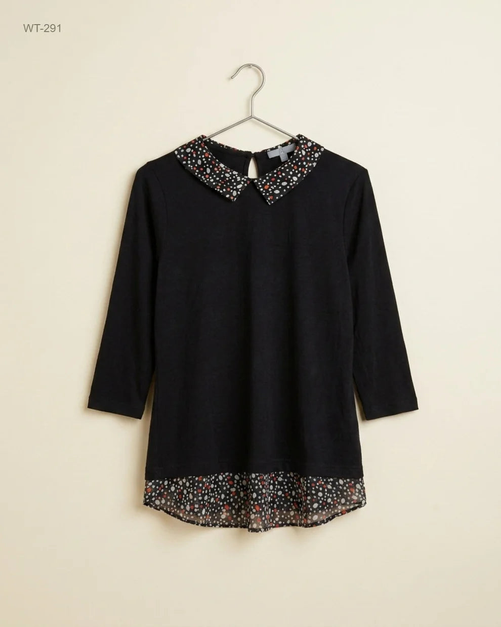 Brand: W | Condition: Premium  W (WT-291) Peter Pan Collar Top with Layered Hem