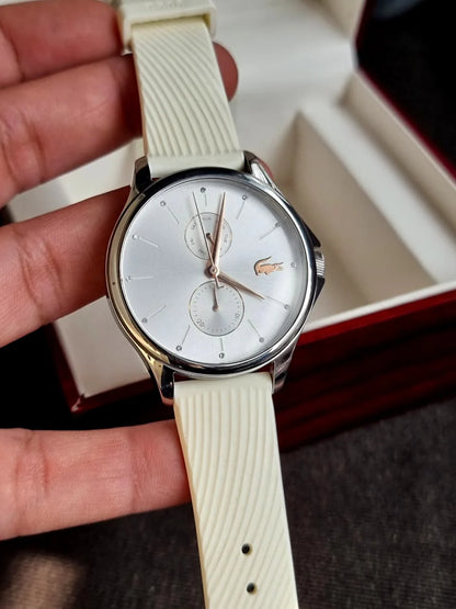 Lacoste Ladies Watch White Dial Silicon Strap 38mm Quartz Watch