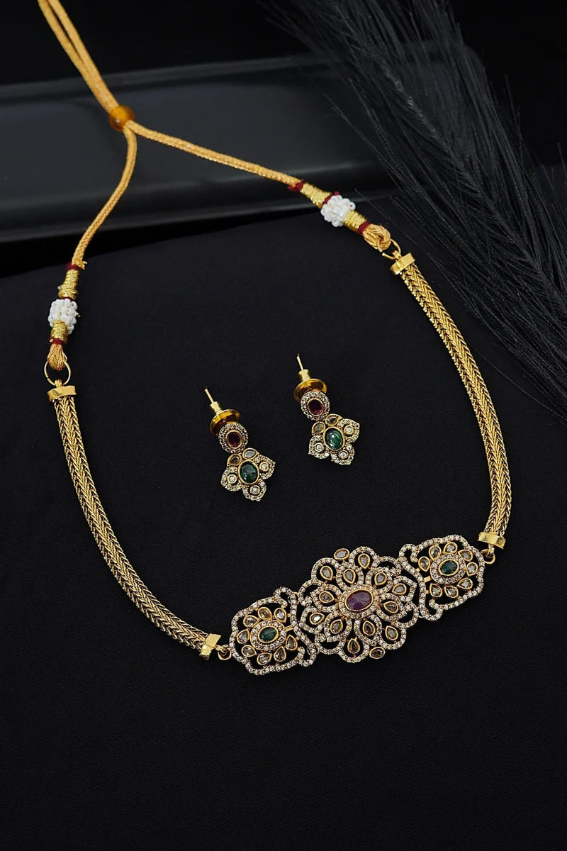 Gold Plated Handcrafted Zircons Gold Look a Like Coker Set