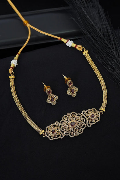 Gold Plated Handcrafted Zircons Gold Look a Like Coker Set